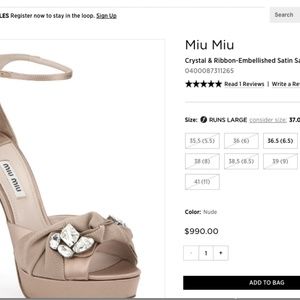 Miu Miu Crystal Embellished Satin Sandals